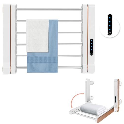 WingFly Radiador Toallero Eléctrico Bajo Consumo Aluminio, 350 x 270 mm Secatoallas de Baño Temporizador | Diseño Moderno Blanco