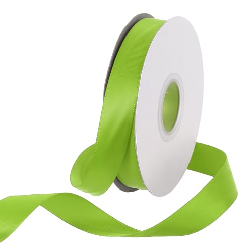 Rebower 25 Yard Satin Ribbon Thick Double Face Grosgrain Silk Ribbon, [for Gift Wrapping, Hair Bows, Wedding, Cake, Flower] - 0.6"(1.5cm)/Lawn Green