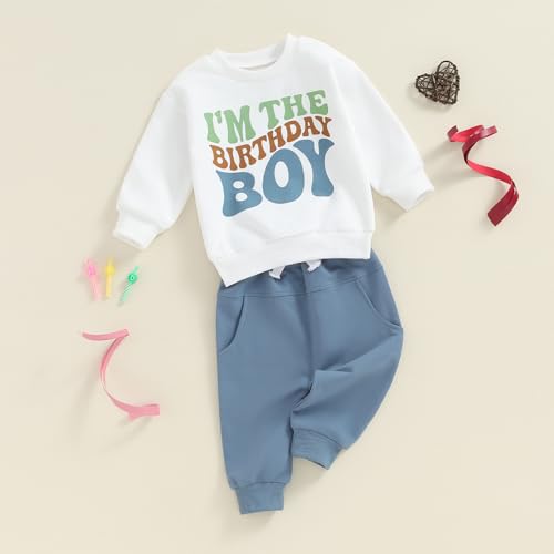 Kayotuas Baby Boy Birthday Outfit Toddler Fall Clothes Infant Birthday Boy Shirt & Pants Set Cute 2 Piece Cake Smash Outfits3