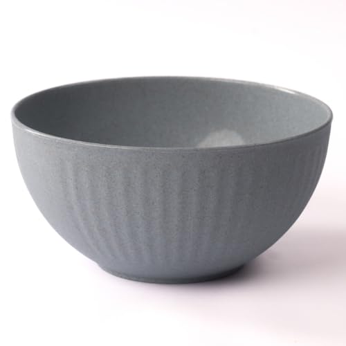 Image of Irida Naturals Planet Friendly Fluted Bowl Set - Lightweight & Unbreakable Microwave Safe Bowl Set, Bamboo Fiber Snacks Serving Bowls for Kids & Adults, 800 ml Pack of 1 (Sky Blue)