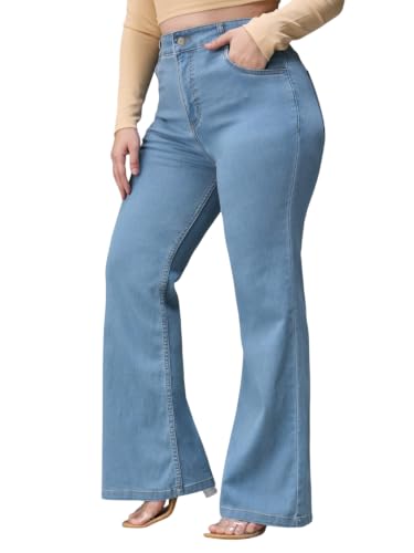 Image of Miss Chase A+ Women's Wide-Leg High-Rise Regular-Length Stretchable Denim Jeans