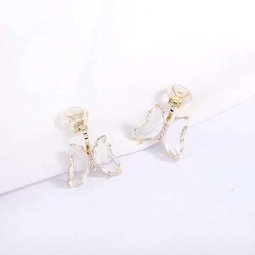 Yoqucol Butterfly Shape Transparent Crystal Clip On Earrings Gold Non Pierced Golden Stud For Women Girls #TOP4
