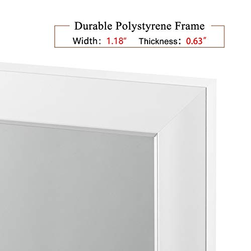 Neutype Full Length Mirror 47" X 16" Door Wall Mirror Wall Mount Over The Door Hanging Mirror With 2 Metal Hangers For Wall Bedroom Bathroom Living Room Decor (White) #TOP4