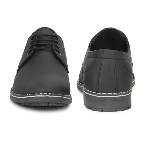 Image of Leatherful Genuine Leather Derby SE Shoes for Men | TPR Sole & Nappa Leather Lining | Classic Dress Footwear