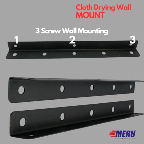 Image of Cloth Drying Wall Mount Stand | with 5 Rows for Balconies, Terrace I Indoor & Outdoor Use I Space Saving I Metal Black I (Cloth Drying Bracket)