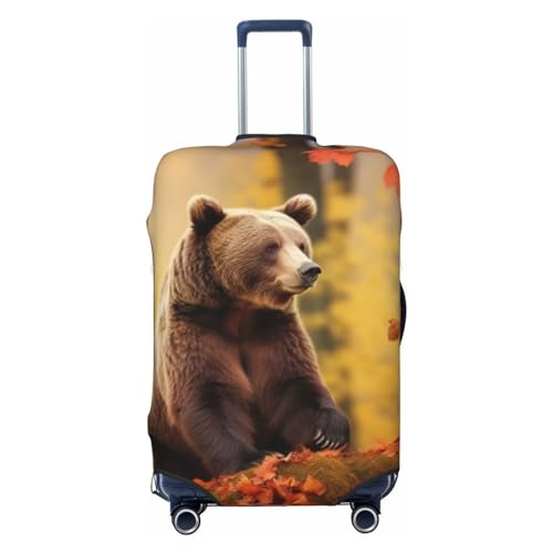 Luggage Cover Protector Washable Stretch Suitcase Protector Brown bear in autumn Suitcase Cover Anti-Scratch Travel Baggage Covers Fits 18-32 Inch Luggage Protectors