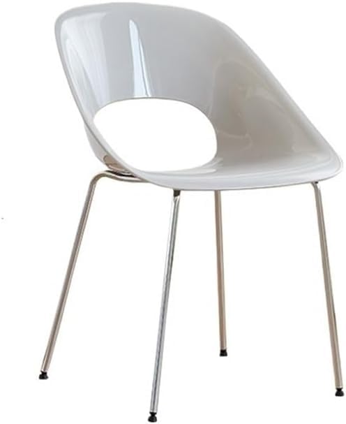 Stool, Modern Mid-Century Dining Chair Plastic for Kitchen with Metal Legs for Living Room Bedroom Vanity(White)