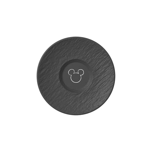 Villeroy & Boch Manufacture Rock – Mickey Mouse – sous-tasse à café, noir, résistant au lave-vaisselle/micro-ondes, look ardoise caractéristique avec...