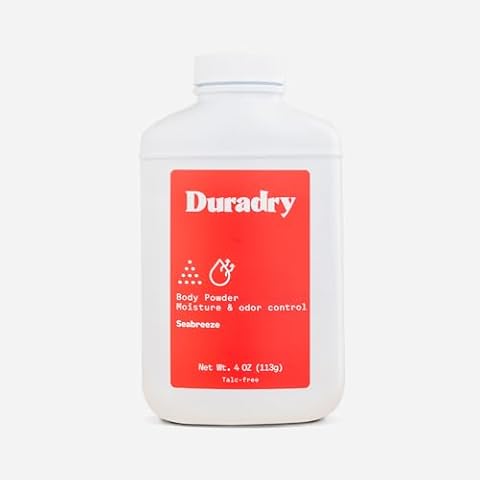 Duradry Body Powder for Men & Women - Talc-Free, Helps Control Sweating and Odor, Reduces Chafing, Natural Powder for Skin, Lightly Scented, Made with Non-GMO Cornstarch - 4 oz, Pack of 1 Cover