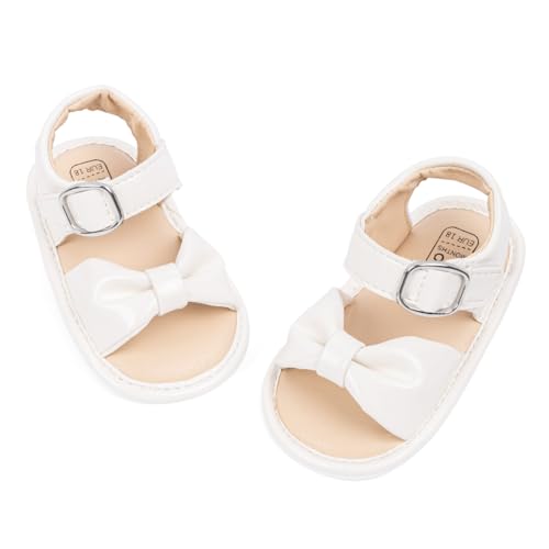 Image of HsdsBebe Baby Girls Sandals Bohemia Flower Bow Soft Sole Toddler First Walkers Beach Summer Shoes