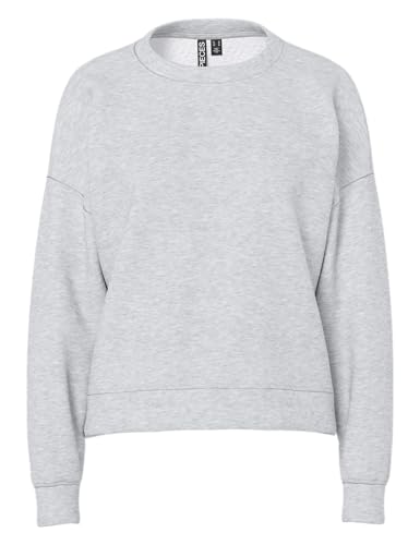 Pieces Pcchilli LS Sweat Noos BC Maglia di Tuta, Melange Grigio Chiaro, XXL Donna