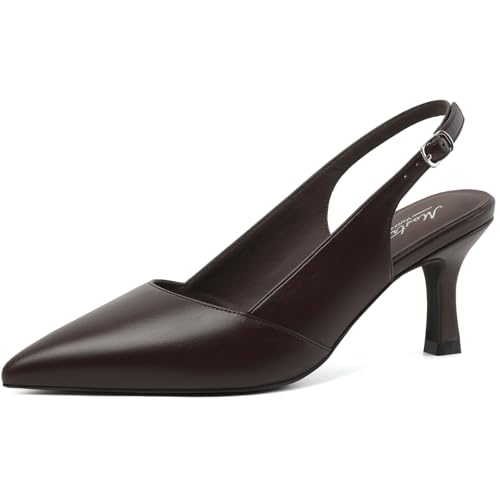 Image of Mostrin Kitten Heels for Women Slingback Pointed Closed Toe Heels Women's Pumps Shoes for Wedding, Party, Commuting