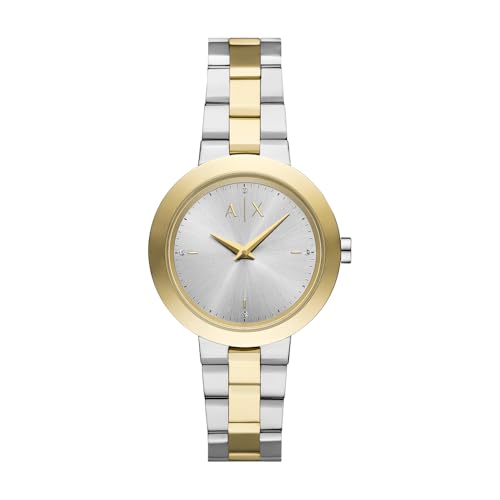 Armani Exchange Watch for Women, Quartz Movement and 36mm Case Size with Stainless Steel, Leather or Silicone Strap Gold- und Silberton,36MM
