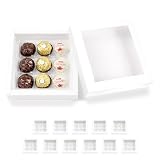 Bakipack 12 Truffle Boxes, Chocolates Box, White Truffle Gift Packaging With 9-Piece Plastics Tray