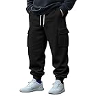 Mens Sweatpants Cargo Drawstring Elastic Waist Work Pants Casual Streetwear Joggers with Pockets Hiking Travel Pant