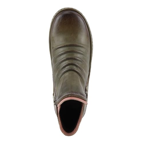 Spring Step L’Artiste Chesapeake Women’s Floral Bootie – Hand-Painted Leather Burnished Design – Bohemian Ruched Front, Flexible Sole, Inside Zipper Boots3