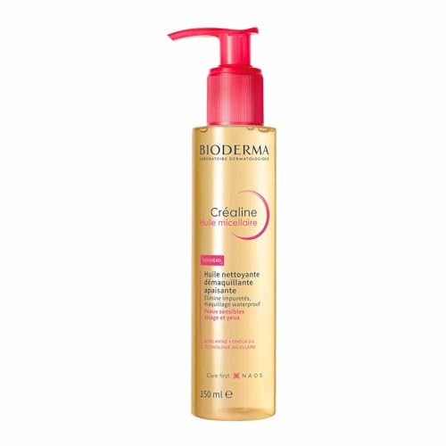 BIODERMA Créaline Aceite Micelar - Limpia, Desmaquilla, Calma - Desmaquilla Maquillaje Waterproof de Ojos y Labios - Pieles Sensibles - Envase con Dosificador de 150 ml