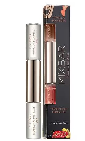 MIX:BAR Sparkling Hibiscus & Vanilla Bourbon Hair & Body Mist Rollerball Duo- Clean, Vegan Body Spray & Hair Perfume for Women, (0.17 fl oz)