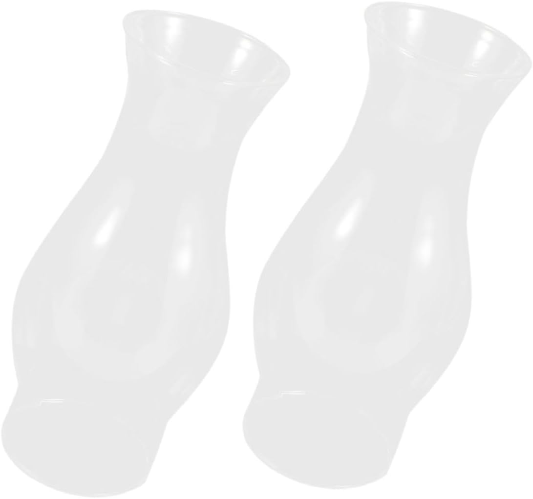 Mobestech 2pcs Oil Lamp Chimney Replacement Glass Kerosene Lamp Chimney Crimped Top for