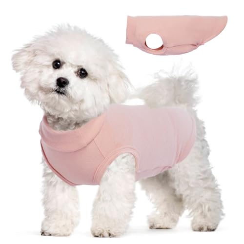 Image of Soft Fleece Dachshund Sweater for Warmth, Pink, Small | Stretchy Sleeveless Small Dog Clothes, Pullover sweaters for miniature dachshund dogs, Lightweight Vest for Chilly Days