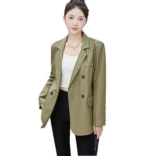 Veste classique en simili cuir haut de gamme pour femme avec double boutonnage