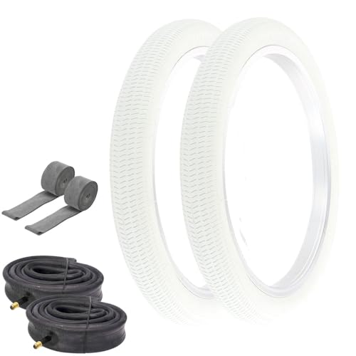 PRO+ 18" x 1.95" White/White Wall Bike Tires w/Heavy Duty Tubes 6 Pcs Set
