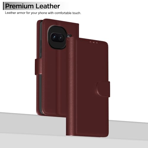 Image of Amazon Basics Flip Cover for iQOO 15R 5G Leather Finish | Wallet Stand and Shock Proof | Inside TPU with Card Pockets | Complete Protection Flip Case (Brown)