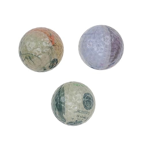 BESTonZON 3Pcs Colored Currency Pattern Simulation Training Balls Lightweight Design for Golf Practice Durable Drop and Stop Control for Beginners and Backyard Use