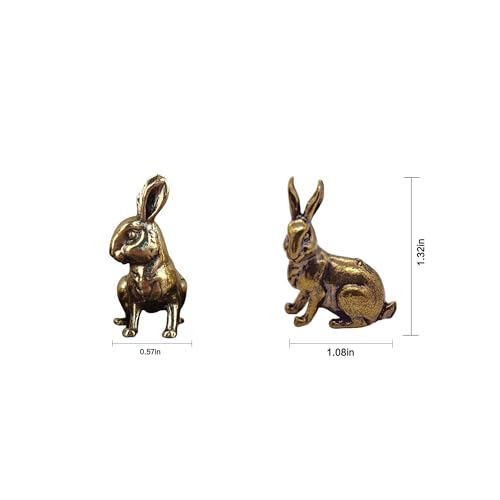 Set de estatuas pequeñas de conejo de latón para decoración miniatura 2