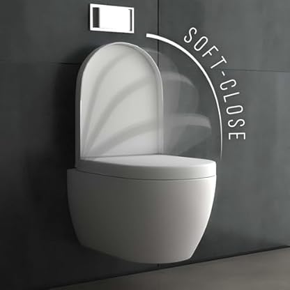 Alpenberger Hänge WC Komplettset | Toilette mit Geberit Spülkasten | Toilettenspülkasten Vorwandelement WC mit Geberit Duofix Bausatz & Betätigungsplatte Spülrandloses WC mit Bidet Funktion (7101 U) – Bild 3