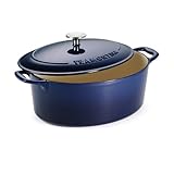 Tramontina Bestow Enameled Cast Iron Oval Dutch Oven Pot with Lid, Large 7-quart, Blue