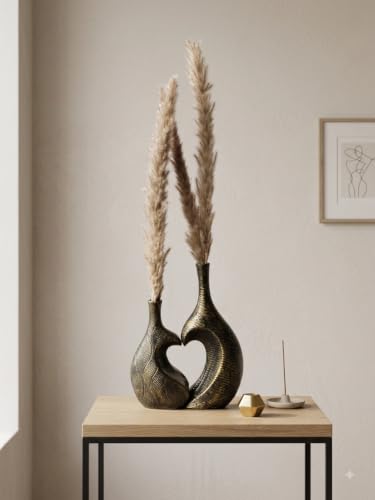 Best Decorative Vases: Glass vs Ceramic 82 Sculptural Vase | Set of 2 for Home Decor | Modern Textured Metal...