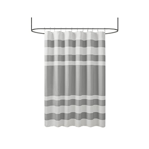 Madison Park MP70-1484 Shower Curtain Waffle Weave Striped Pieced Design Fabric Shower Curtains thumb #7