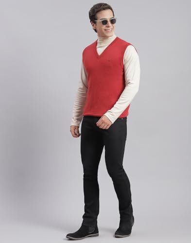 Image of Monte Carlo Off White Solid V Neck Sweater | Warm Woolen Pullover for Men | Soft Comfortable Knitted Winter Wear Sweater for Men's