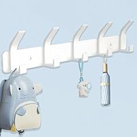 QMAHA Kleiderhaken Wand, Hakenleiste Kleiderhaken Wand mit 5 Haken, Garderobenhaken Hakenleiste Moderne Garderobe Wandgarderobe, Kleiderhaken Metall Garderobenleiste für Bad Küche Schlafzimmer (Weiß)