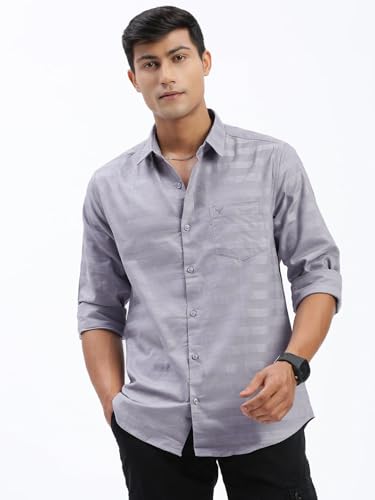 Image of SHOWOFFFF Men Solid Casual Shirt | Spread Collar Full Sleeves Cotton Shirt for Mens | Slim Fit Regular Length Shirt for Men's