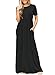 Women's Short Sleeve Loose Plain Long Maxi Casual Dress Small Size Black