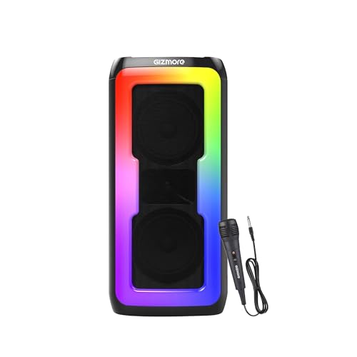 Image of GIZMORE MS530 Play 30W with Karaoke Wired Mic BT Speaker|6HOUR Play Time|Loud & Clear Stereo Sound|Vivid RGB Lights|BT /USB /SD Card Playback, Portable & Type C Fast Charging (Black)