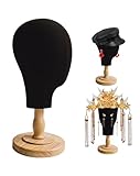 CHADWICK Black Mannequin Head for Wigs, Hats, 21 Inches Fursuit Head, Hat Stand Holder with Detachable Wood Stand, Professional Canvas Block for Shops, Home Decor, Hair Salon Display
