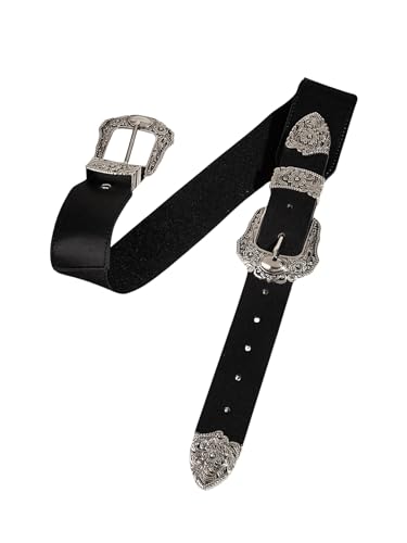 Women's Cowgirl Western Belts, Double Bucket Embossed Genuine Leather Belts4