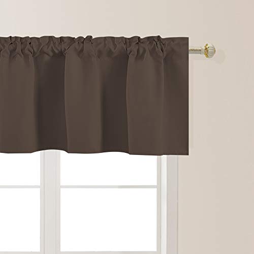 Coffee Brown Valances For Kitchen 1 Panel Darkening Solid Blackout Brown Valance Curtains For Loft And Nursery Window With Rod Pocket 18 Inch Length For Girls Boys Bedroom Small Window 42 X 18 Inches #TOP3