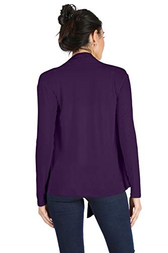 Simlu Womens Open Drape Cardigan Reg And Plus Size Cardigan Sweater Long Sleeves - Usa Plum X-Large #TOP3