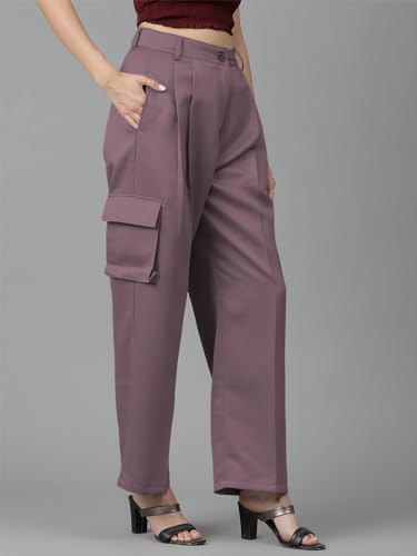 Image of KOTTY Women's High Rise Cotton Blend Relaxed Fit CargoTrousers