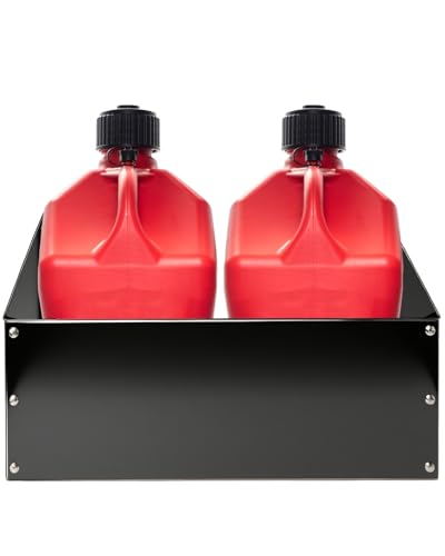 Fuel Jug Holder Rack Gas Can Mount fits Two 5 Gallon Fuel Containers with Base Dimensions Under 11 Inches Gas Can Holder for Trailer (Three-Sided Support)