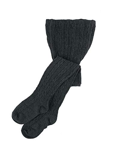Leveret Girls Knit Cable Tights Dark Grey Size 4-6 Years