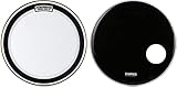 Aquarian Superkick II Clear Bass Drumhead - 22 inch + Evans EQ3 Resonant Black Bass Drumhead - 22 inch - With Port Hole