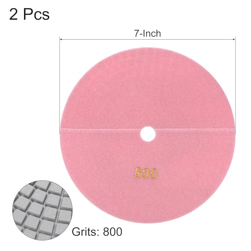 Image of uxcell Diamond Polishing Pad 7-Inch 800 Grits Wet /Dry Grinding for Stone Concrete Marble Countertop Floor 2pcs
