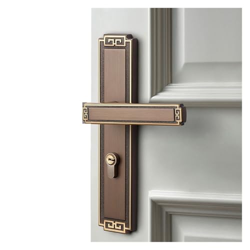 Cerradura de puerta de madera con manija de cobre tradicional 3