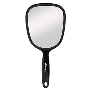 Diane Hand Mirror – Standard 1X Magnification Hand Held Mirror, Single Sided Vanity Makeup Mirror for Women, Men, Salon, Barber, Shaving, and Travel, Medium 5″ x 11″ In Black