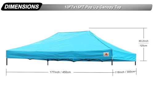 Image of ABCCANOPY Replacement Canopy Top for Pop Up Canopy Tent 10x15 Sky Blue